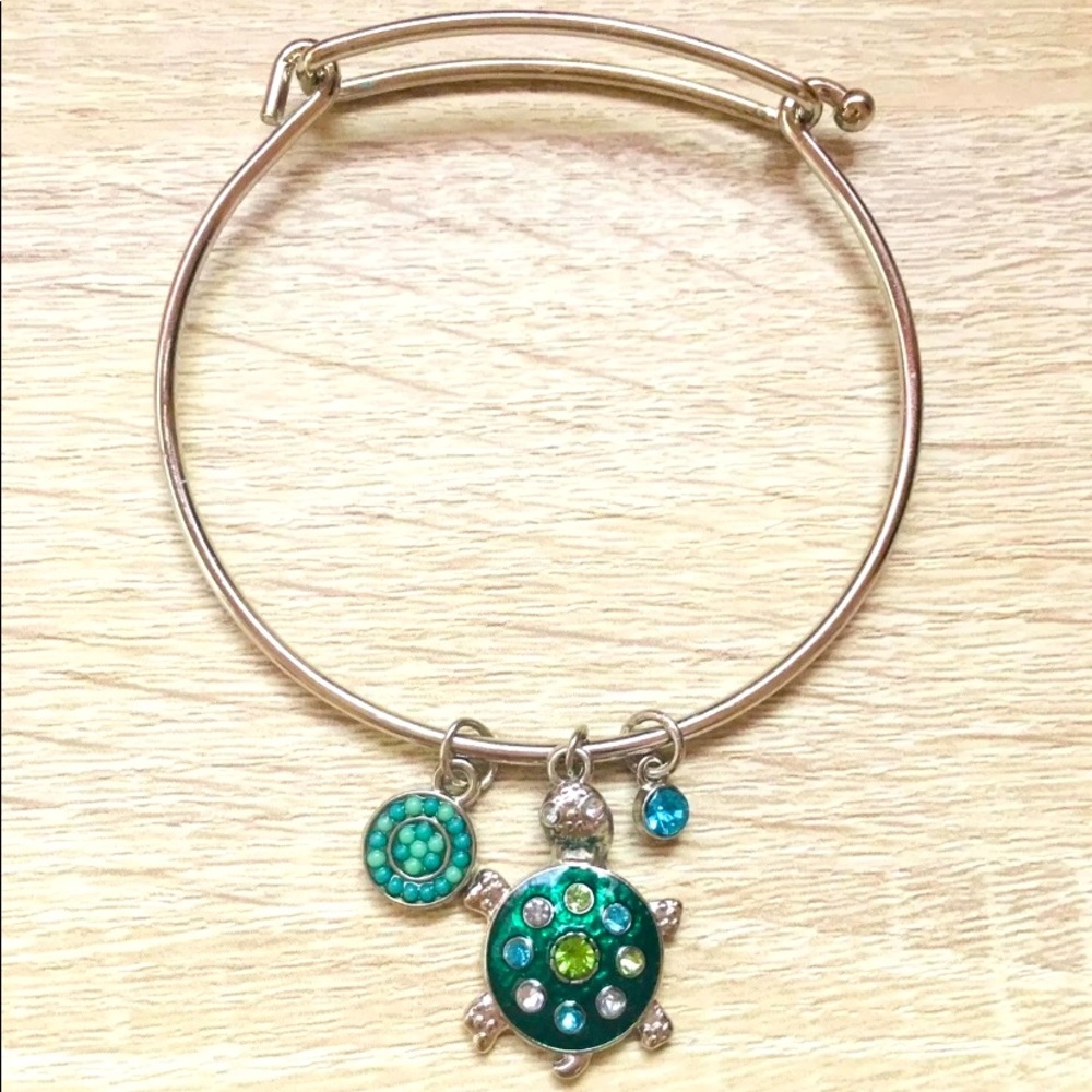 New Turtle Bangle Bracelet in Silver